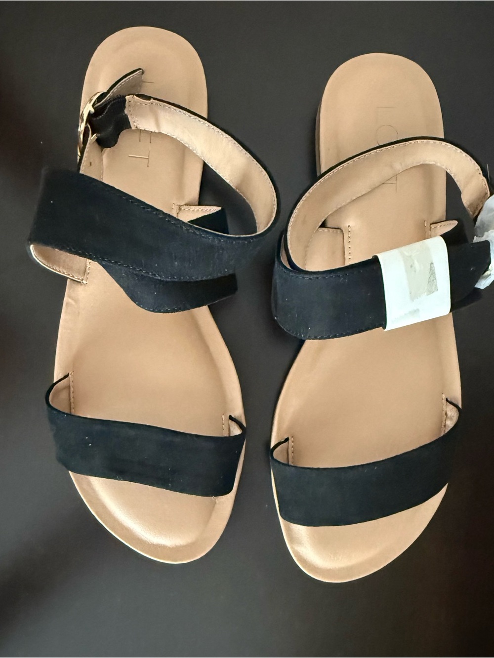 LOFT Black Suede Double-Strap Sandals